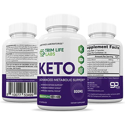(2 Pack) Trim Life Labs Keto Pills Includes Apple Cider Vinegar Patented goBHB Justified LaboratoriesBuy Supplements Australia