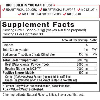 Force Factor Total Beets Energy Drink Mix, Superfood Beet Root Powder with Nitrates Force FactorBuy Supplements Australia