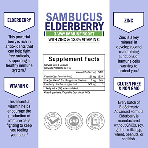 Elderberry with Zinc and Vitamin C for Adults - Immune Support Vitamins BioSchwartzBuy Supplements Australia