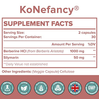 KoNefancy Berberine HCL Supplement 1000mg, High Absorption Berberine Plus Vegan KoNefancyBuy Supplements Australia