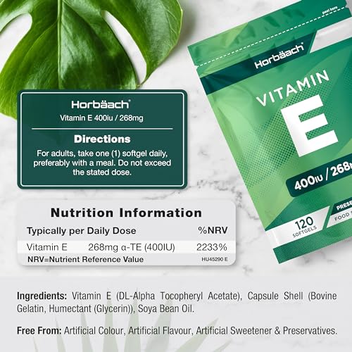 Vitamin E Capsules 400iu | 120 Count | High Strength Vitamin E as DL-a-Tocopheryl HorbäachBuy Supplements Australia