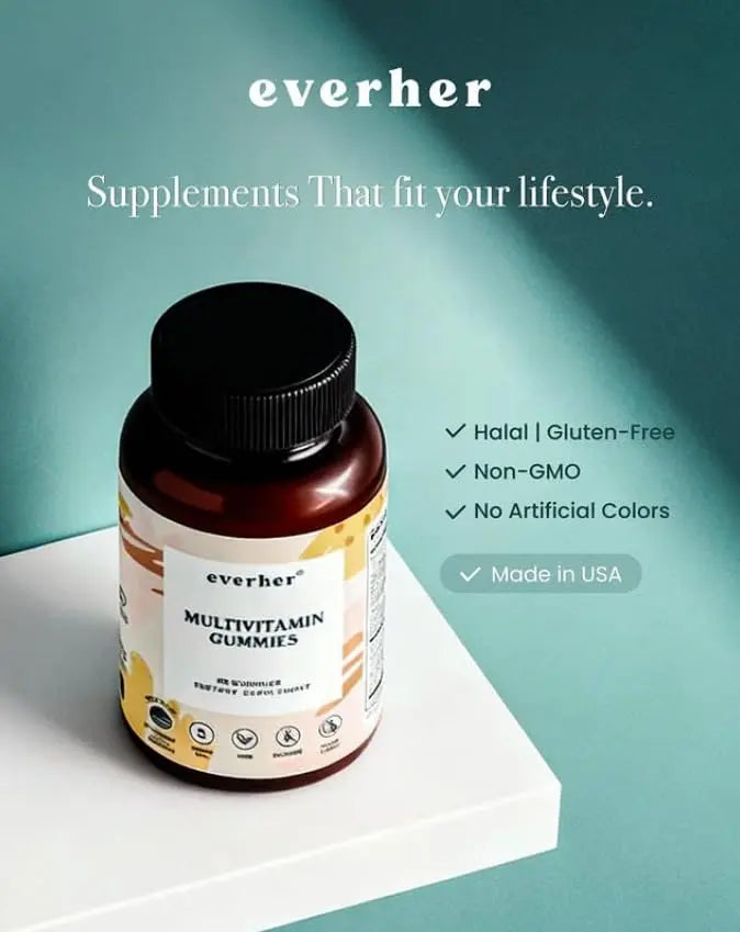 Everher Multivitamin Gummies | Essential Vitamins, Minerals & Herbs | Immune Support, Energy & Focus | with DHA Algae Oil & Probiotics | EverherBuy Supplements Australia