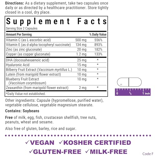 Bluebonnet Nutrition Eye Care Macular & Blue, Eye Health & Blue Light Support*, Vegan, Kosher-Certified, Gluten-Free, Dairy-Free, 60 Vegetable Capsules, 30 Servings BlueBonnetBuy Supplements Australia