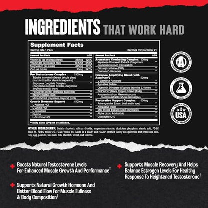 Animal Stak – Complete Natural Hormone Booster Supplement with Tribulus – Natural Testosterone Booster for Athletes – Contains Estrogen Blockers – 1 Month Cycle AnimalBuy Supplements Australia