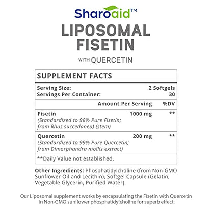 Sharoaid Liposomal Fisetin with Quercetin Supplements 1200 mg per Serving,High Absorpti SharoaidBuy Supplements Australia