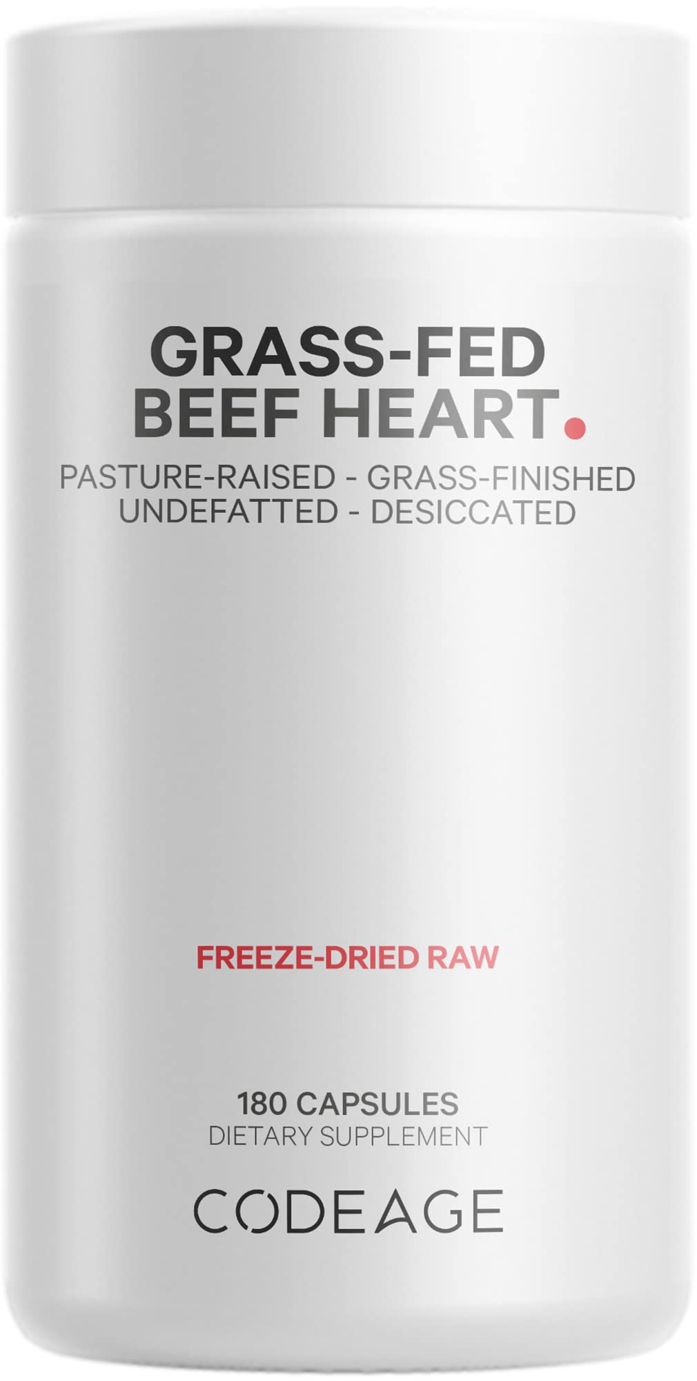 Codeage Grass Fed Beef Heart Supplement - Freeze Dried, Non-Defatted, Desiccated Glandular Supplements - Bovine Meat & Liver Pills - Beef Vitamins for Heart - Non-GMO -180 Capsules CodeageBuy Supplements Australia