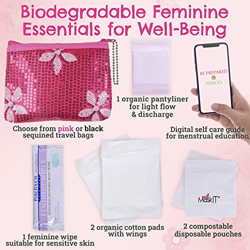 First Period Kit To-go! - Organic Biodegradable Tween Pads & Liner - Period Bags for Teen Girls Be Prepared. Period.Buy Supplements Australia