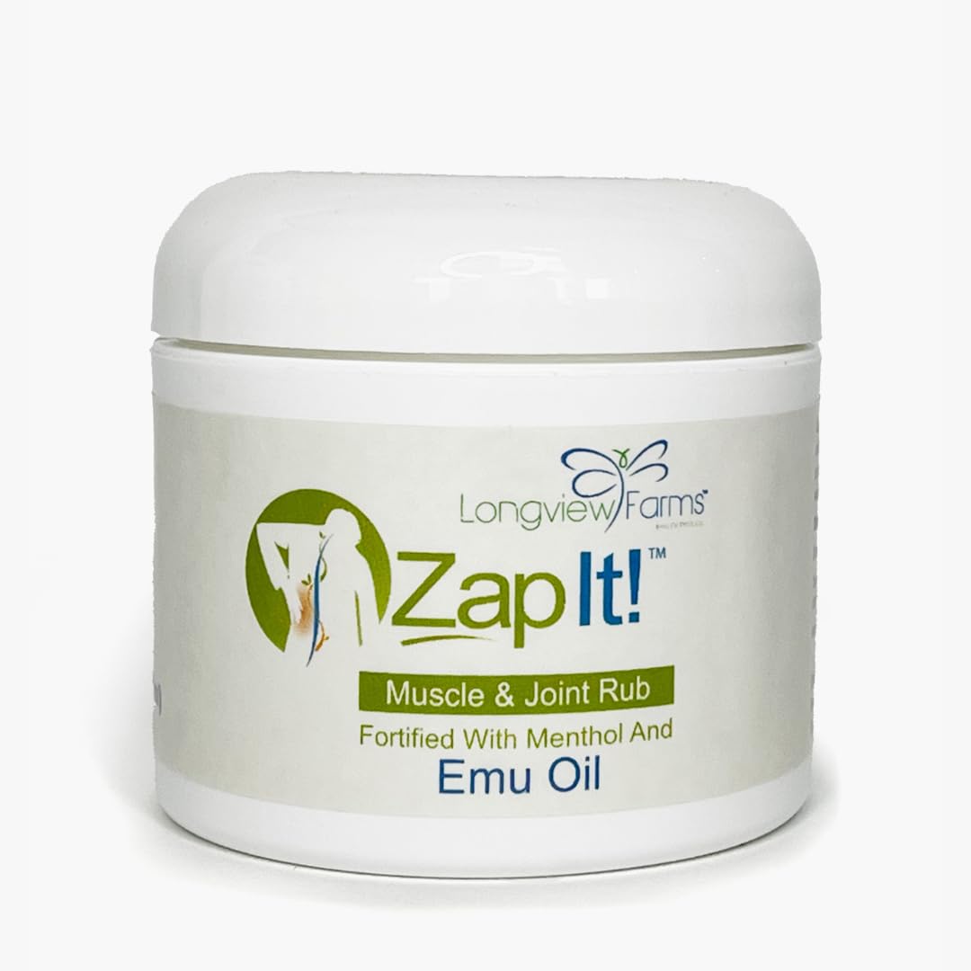 Longview Farms® Zap It! Muscle and Joint Therapy Cream– Fast-Absorbing Full Body Formula for Neck, Back, Legs, and feet and Knee Muscle Aches, Joint Discomfort, with Emu Oil(4 oz. Jar) Longview FarmsBuy Supplements Australia