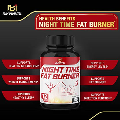 BMVINVOL Night Time Fat Burner 120Capsules, 12-in-1 Powerful Blend of Green Tea BMVINVOLBuy Supplements Australia