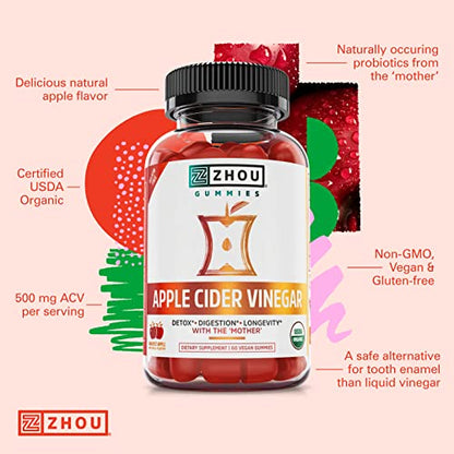 Zhou Nutrition Apple Cider Vinegar Gummies with The Mother, ACV Detox & Cleanse Zhou NutritionBuy Supplements Australia