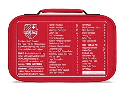 Swiss Safe 2-in-1 First Aid Kit (120 Piece) + Bonus 32-Piece Mini Kit Swiss SafeBuy Supplements Australia