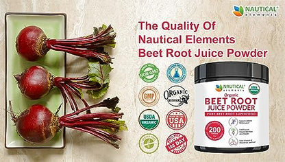Beet Juice Powder Organic - Cold Pressed - 20:1 Concentrate - Concentrated Beet Root Nautical ElementsBuy Supplements Australia