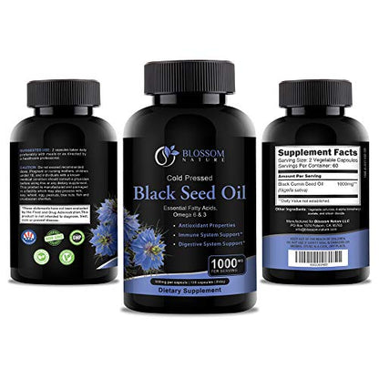 Black Seed Oil Capsules 1000mg - Premium Black Cumin Seed Oil Capsules - Black Seed Blossom NatureBuy Supplements Australia