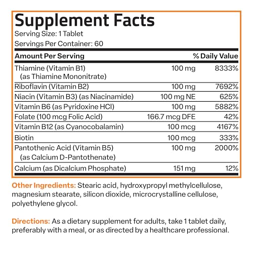 Bronson Vitamin B 100 Complex High Potency Sustained Release (Vitamin B1, B2, B3, B6) BronsonBuy Supplements Australia