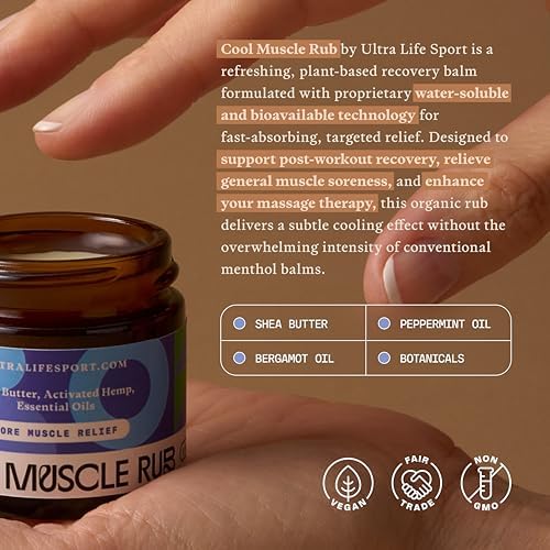 Ultra Life Sport – Premium Cooling Muscle Rub – Vegan Topical Balm with Peppermint & Bergamot – Organic, Non-GMO, Water-Based Formula – Clean Botanical Ingredients Ultra Life SportBuy Supplements Australia