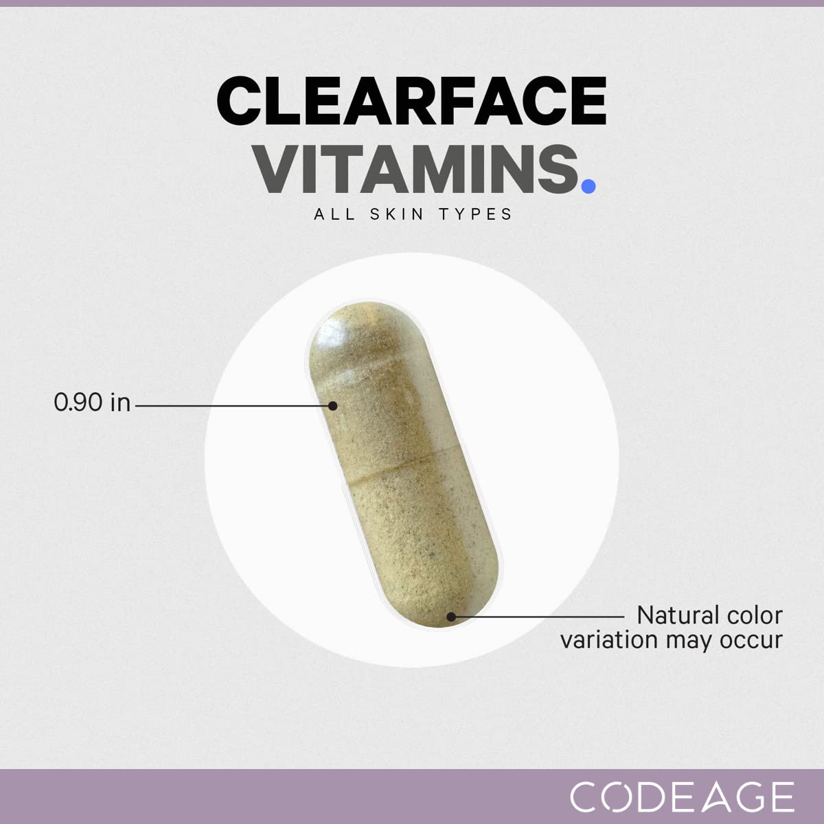 Codeage Clearface Pantothenic Acid, Niacin Supplement, Vitamins A, C, D3, E, Probiotics, Zinc, Riboflavin, Thiamin, L-Lysine HCL & Omega-3, Niacinamide, Skin Botanical Blend - Non-GMO - 90 Capsules CodeageBuy Supplements Australia