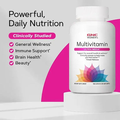 GNC Women’s Ultra Mega Multivitamin Caplets, Clinically Proven to Feel Better, Immune Support, Vitamin A, B, C, D GNCBuy Supplements Australia