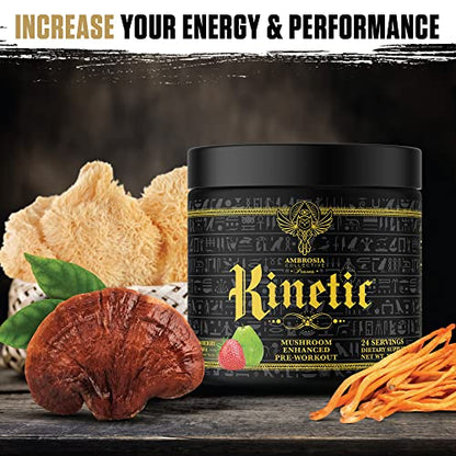 Ambrosia Kinetic Organic Preworkout, Mushroom Enhanced Natural Pre Workout Supplement AmbrosiaBuy Supplements Australia