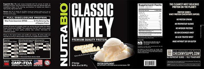 NutraBio Classic Whey Protein Powder- 25G of Protein Per Scoop - Full-Spectrum Amino NutraBioBuy Supplements Australia