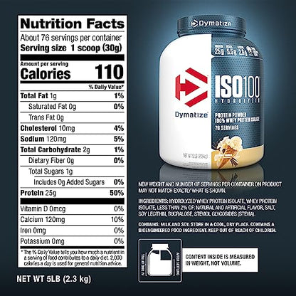 Dymatize ISO 100 Protein Powder with 25g of Hydrolyzed 100% Whey Isolate, Vanilla 5 DymatizeBuy Supplements Australia