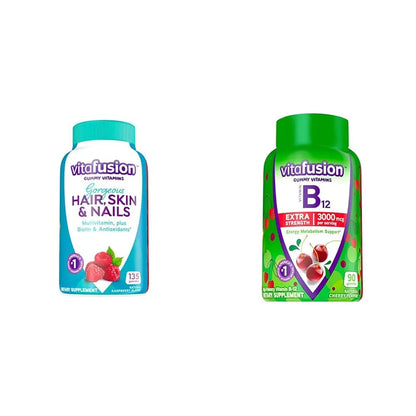 Vitafusion Gorgeous Hair, Skin & Nails Multivitamin Plus Biotin, Vitamin B12 Cherry Gummies for Energy Metabolism Support, 135ct & 90ct VitafusionBuy Supplements Australia