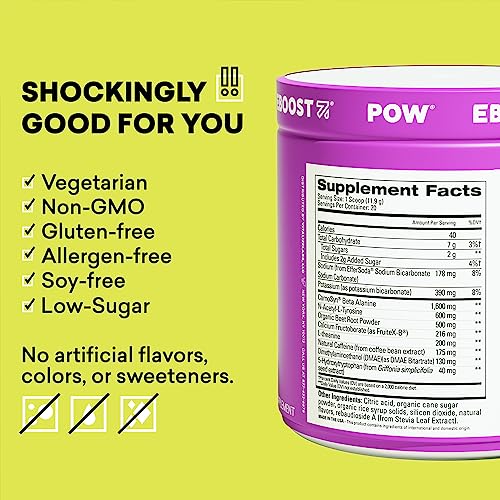 EBOOST POW Natural Pre Workout Powder - 20 Servings - Berry Melon Fizz - Pre Workout EBOOSTBuy Supplements Australia
