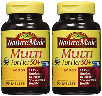 Nature Made Multi For Her 50+ Vitamin & Mineral Tabs, 90 ct (Pack of 2) Packaging May Nature MadeBuy Supplements Australia