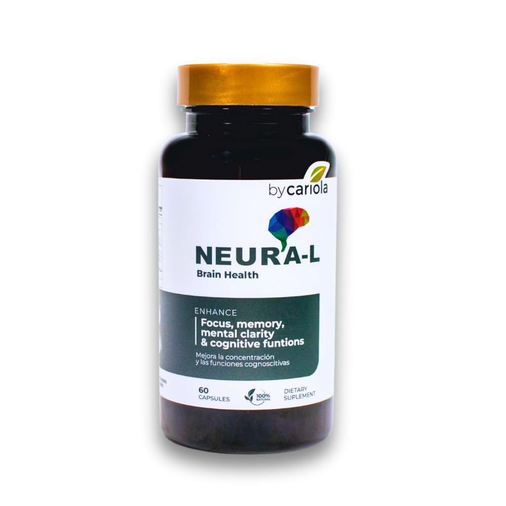 BY CARIOLA Neural-L Natural Brain Support Supplement 60 Caps - Mental Support – Memory Booster - Concentration - Natural Formula - Ashwagandha - L-Tyrosine - L-Theanine BY CARIOLABuy Supplements Australia
