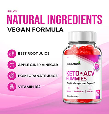 (2 Pack) Max Ketosis Keto ACV Gummies Max Ketosis Advanced Formula Apple Cider Vinegar RillvoBuy Supplements Australia