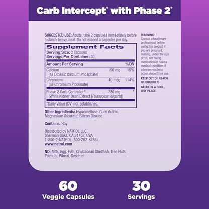 Natrol Carb Intercept with Phase 2 Starch Neutralizer, 60 Capsules NatrolBuy Supplements Australia