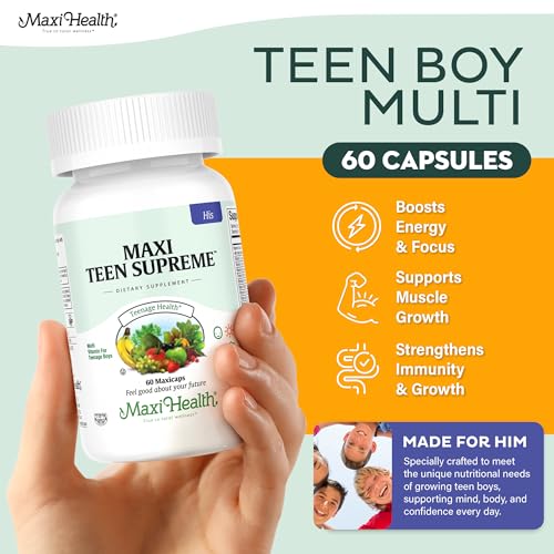 Teen Vitamins for Boys 12-17 - Teen Multivitamin Supreme with D3, Iron, Calcium, Biotin, Digestive Enzymes Maxi HealthBuy Supplements Australia