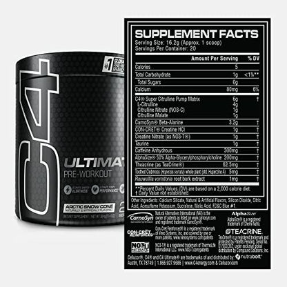 C4 Ultimate Pre Workout Powder Arctic Snow Cone - Sugar Free Preworkout Energy CellucorBuy Supplements Australia