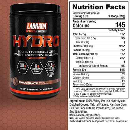 Labrada Hydro 100% Pure Hydrolyzed Whey Protein Isolate Powder, Lactose Free LabradaBuy Supplements Australia