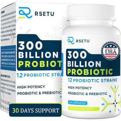 Probiotics for Women Men: 300 Billion CFU Probiotic High Potency + 12 Strains Organic 