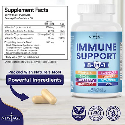 NEW AGE 8 in 1 Immune Support Booster Supplement with Echinacea, Vitamin C and Zinc NEW AGEBuy Supplements Australia