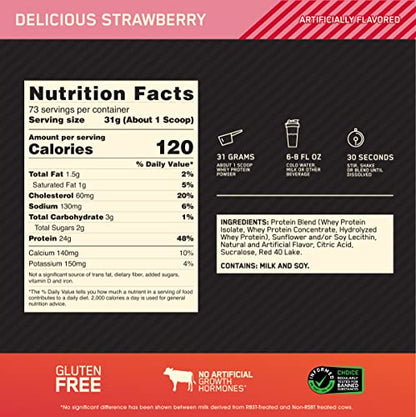Optimum Nutrition Gold Standard 100% Whey Protein Powder, Delicious Strawberry Optimum NutritionBuy Supplements Australia