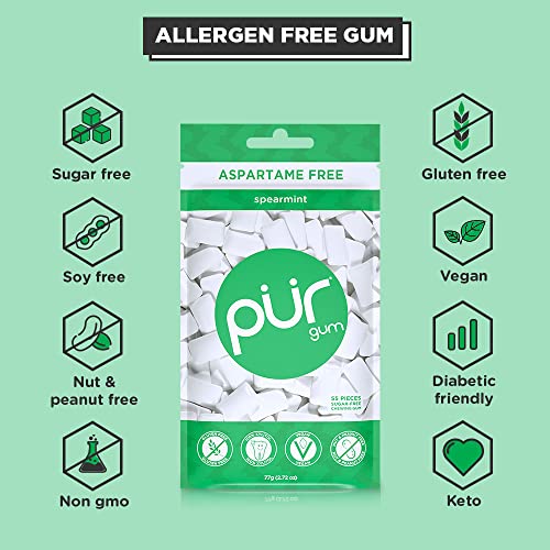 PUR Gum | Aspartame Free Chewing Gum | 100% Xylitol | Natural Spearmint Flavored Gum PURBuy Supplements Australia