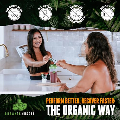 Organic Muscle Superfood Pre Workout Powder for Men & Women, Passionfruit Guava (15 Packets) - USDA Organic Supplement - Vegan, Natural, Plant-Based & Low Caffeine Energy Powder