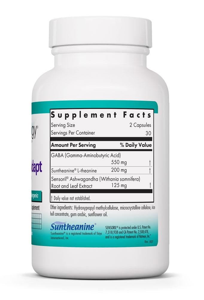 NutriCology ZenMind Adapt - 200 mg L-Theanine, 125 mg Ashwagandha & 550 mg GABA - Supports Stress Response and Calmness - Vegetarian Capsules - Hypoallergenic Formula - 30 Servings - 60 Capsules Allergy Research GroupBuy Supplements Australia