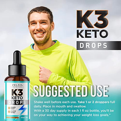 (3 Pack) K3 Keto Drops for Weight Loss - Fat Burner & Metabolism Booster | Advanced Keto ZELSOBuy Supplements Australia