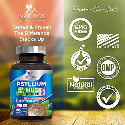 High Absorption Psyllium Husk Capsules 1450mg, Natural Soluble Fiber Supplement Non-GMO Nature's NutritionBuy Supplements Australia