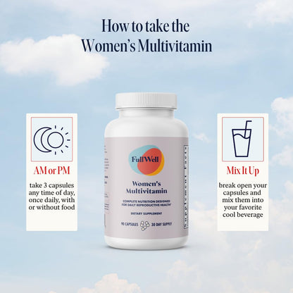 FullWell Women's Multivitamin - Daily Multivitamin for Reproductive Health - Supports Future Fertility, Hormone Balance & Overall Wellness - Antioxidant Blend - CoQ10 & PQQ - 90 Count (30 Servings) FullWellBuy Supplements Australia