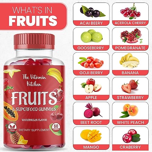 The Vitamin Kitchen Fruit and Veggies Gummies-120 Chews 60 Super Fruits The Vitamin KitchenBuy Supplements Australia