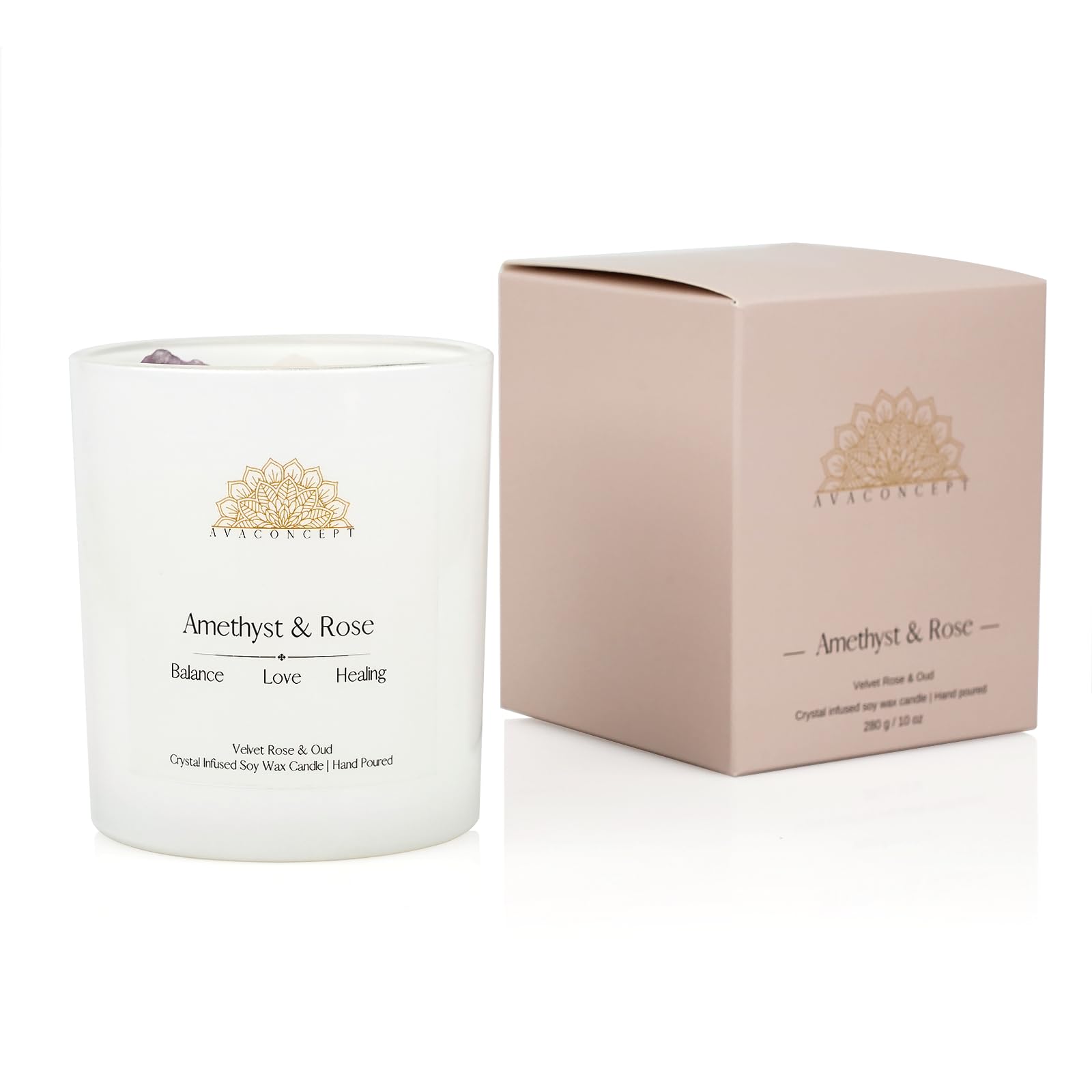 Ava Concept Scented Crystal Candle 10 oz jar Candle (Velvet Rose & Oud) ava conceptBuy Supplements Australia