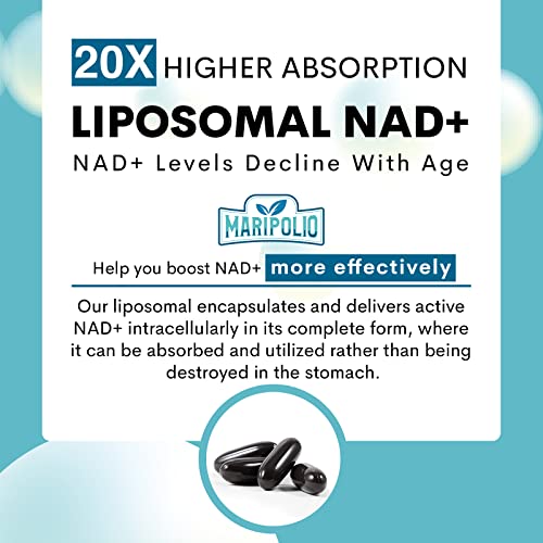 Liposomal NAD+ Supplement 1000 mg | Highest NAD Pontecy | Max Absorption | Pure NAD MaripolioBuy Supplements Australia