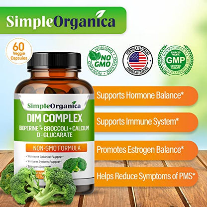 Simple Organica DIM Supplement for Women and Men 300mg with BioPerine, Broccoli Simple OrganicaBuy Supplements Australia
