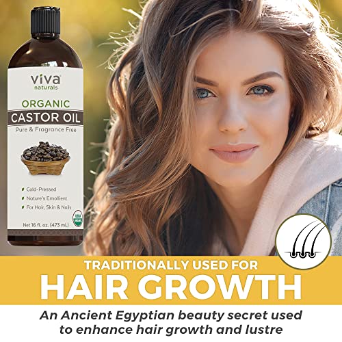 Viva Naturals Organic Castor Oil, 16 fl oz - Cold Pressed Castor Oil for Skin, Hair and Lashes - Traditionally Viva NaturalsBuy Supplements Australia