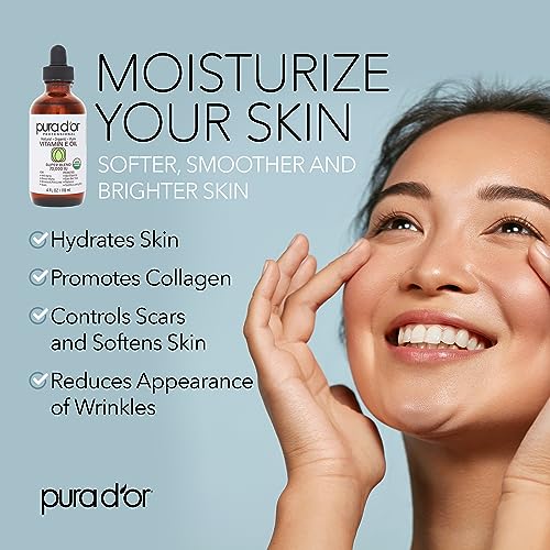 PURA D'OR 4 Oz ORGANIC Vitamin E Oil Blend 70,000 IU - 100% Natural Hexane Free, Sweet Almond PURA D'ORBuy Supplements Australia