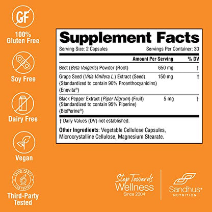 Sandhu's Beet Root Powder Capsules with Bioperine| 60 Capsules, 60 Days Supply Sandhu'sBuy Supplements Australia