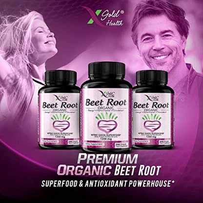 Organic Beet Root Powder 1350mg 200 Veggie caps Superfood Nitric Oxide Strongest X Gold HealthBuy Supplements Australia